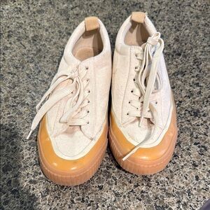 Zara Cream and Tan Athletic Shoes